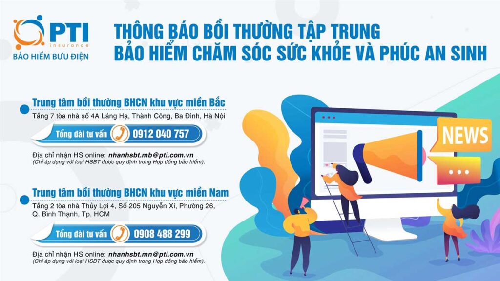 Thông báo bồi thường tập trung bảo hiểm Chăm sóc sức khỏe và Phúc An Sinh